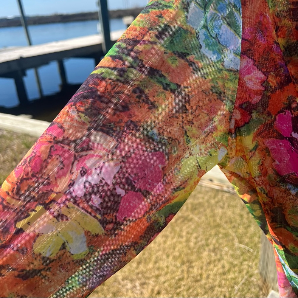 JULIETTE•COLORFUL SHEER DRAPING
BLOUSE.SIZE MEDIUM - Picture 7 of 14